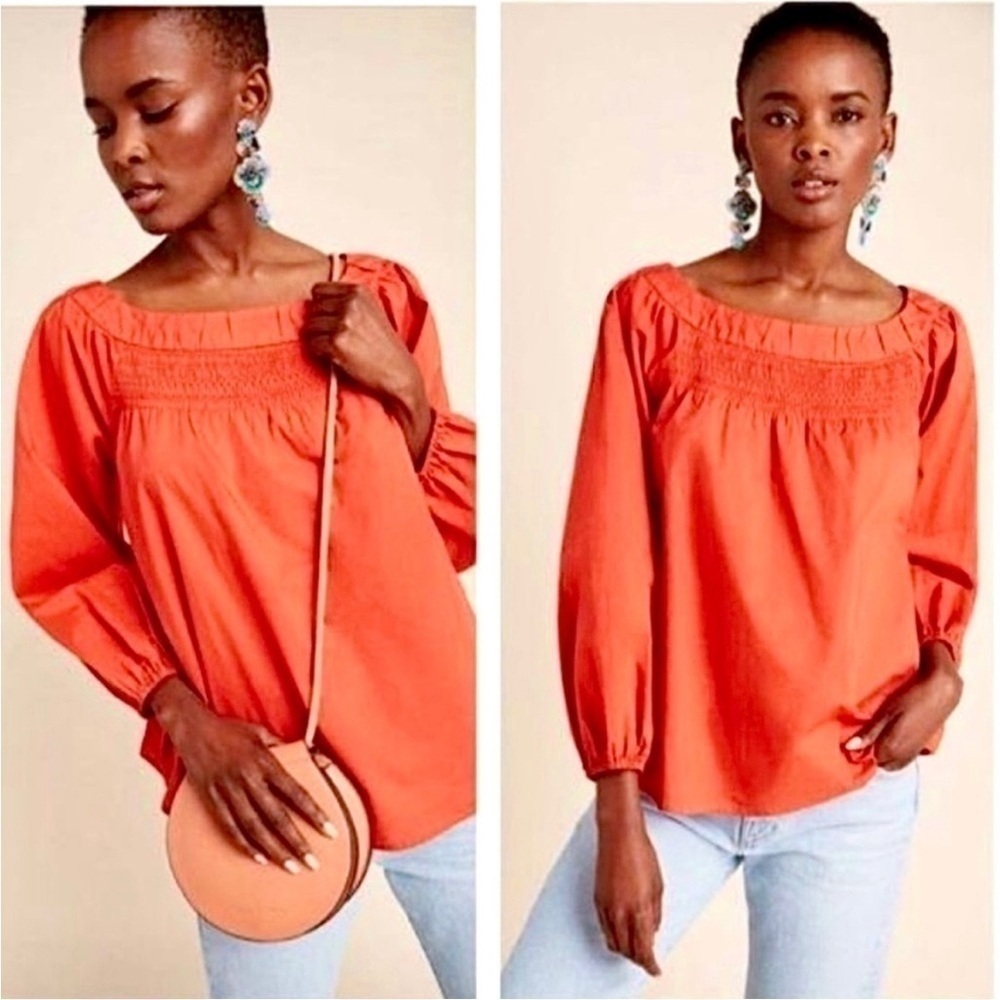 Anthropologie Maeve Jessie Smocked Swing Blouse